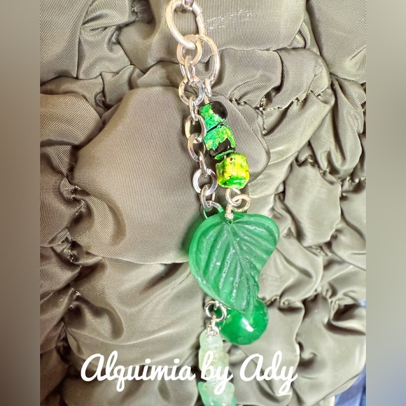 Jade aventurine chunky gemstone keychain Bag charm - Picture 4 of 4